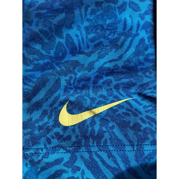 Nike Pro Combat Womens Compression Crop Leggings Size S Blue Leopard Gym Running - Picture 3 of 11